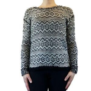 Ann Taylor Womens XS Black White Wool Blend Knitted Sweater